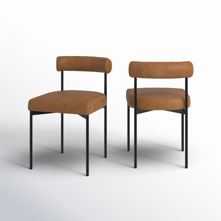 Dahlia Light Brown Faux Leather Upholstered Side Chair with Black Metal Frame