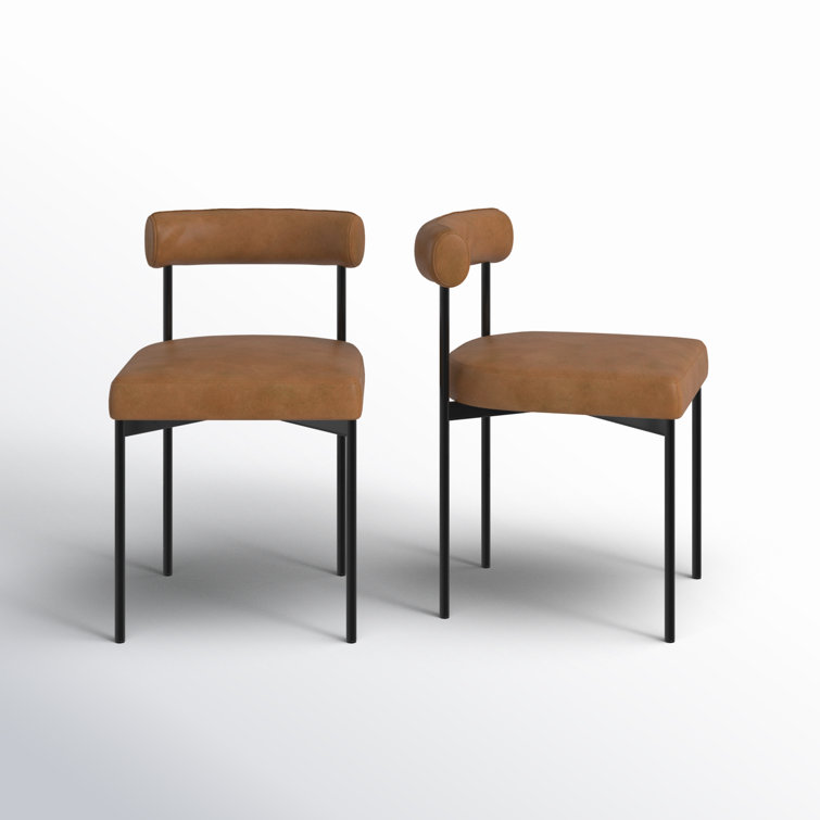 Dahlia Light Brown Faux Leather Upholstered Side Chair with Black Metal Frame