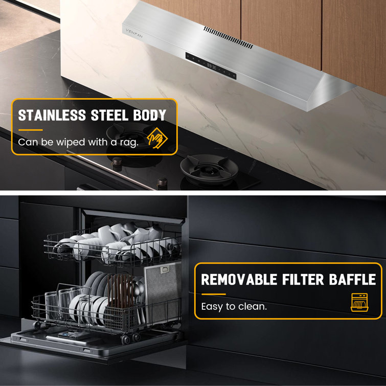 30'' Stainless Steel Convertible Under Cabinet Range Hood with Charcoal Filter