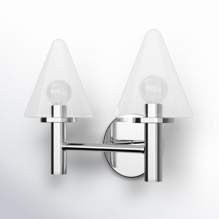 Polished Chrome Dual Light Vanity with Clear Glass Shades