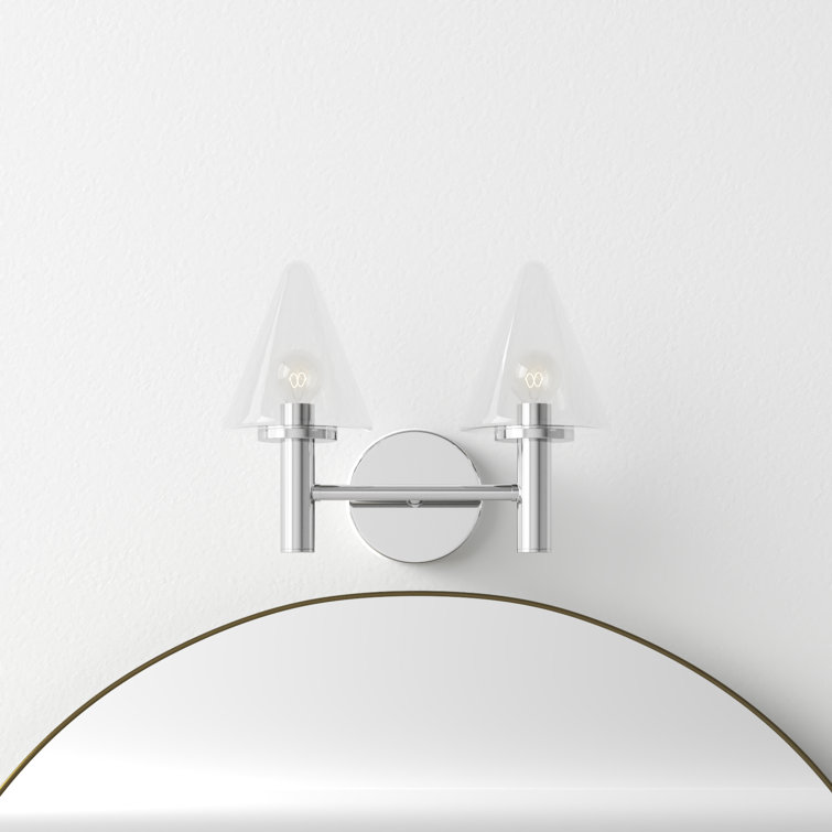 Polished Chrome Dual Light Vanity with Clear Glass Shades