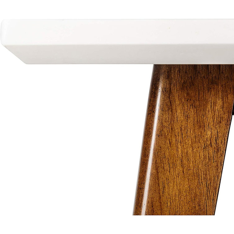 Avenu Mid-Century Off-White and Pecan Square End Table