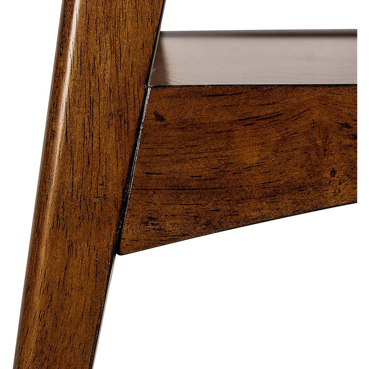 Avenu Mid-Century Off-White and Pecan Square End Table