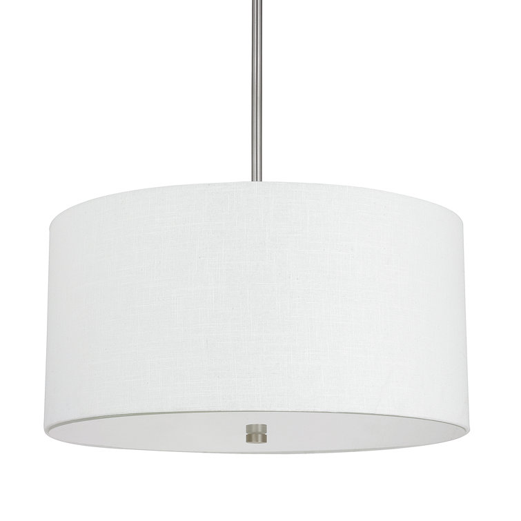 Matte Nickel 4-Light Drum Pendant with White Shade
