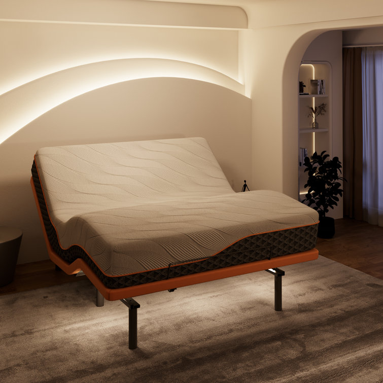 King Adjustable Bed with 14" Hybrid Mattress and Metal Frame