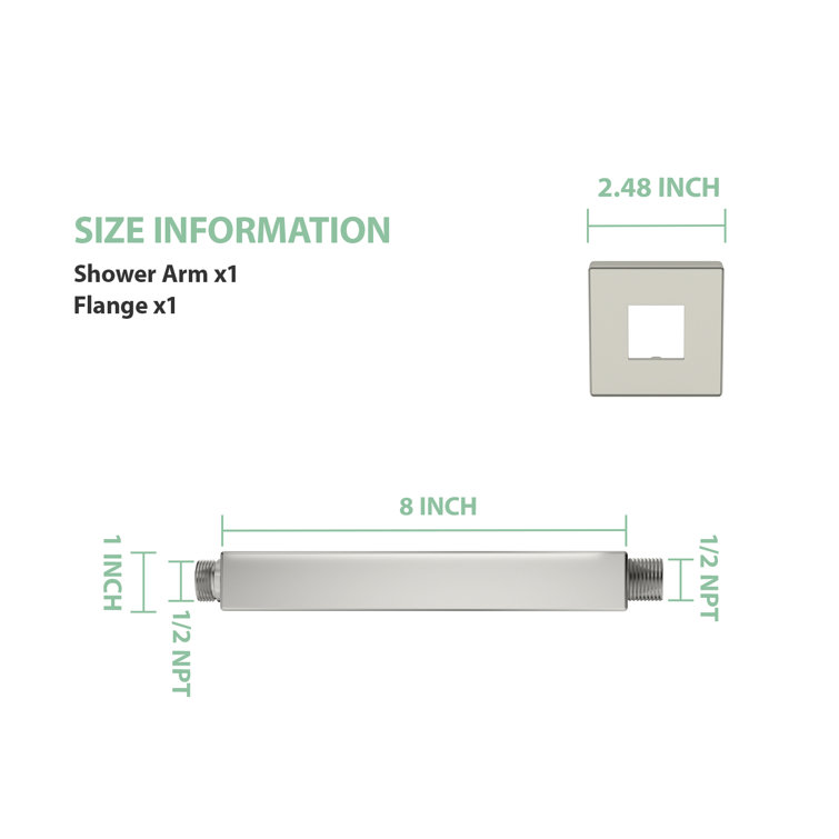Brushed Nickel Ceiling Mount Straight Shower Arm