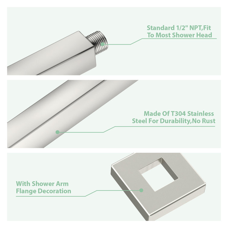 Brushed Nickel Ceiling Mount Straight Shower Arm