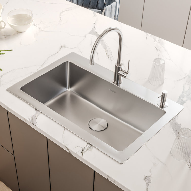 Ruvati 33 x 22 Inch Stainless Steel Drop-In Single Bowl Kitchen Sink