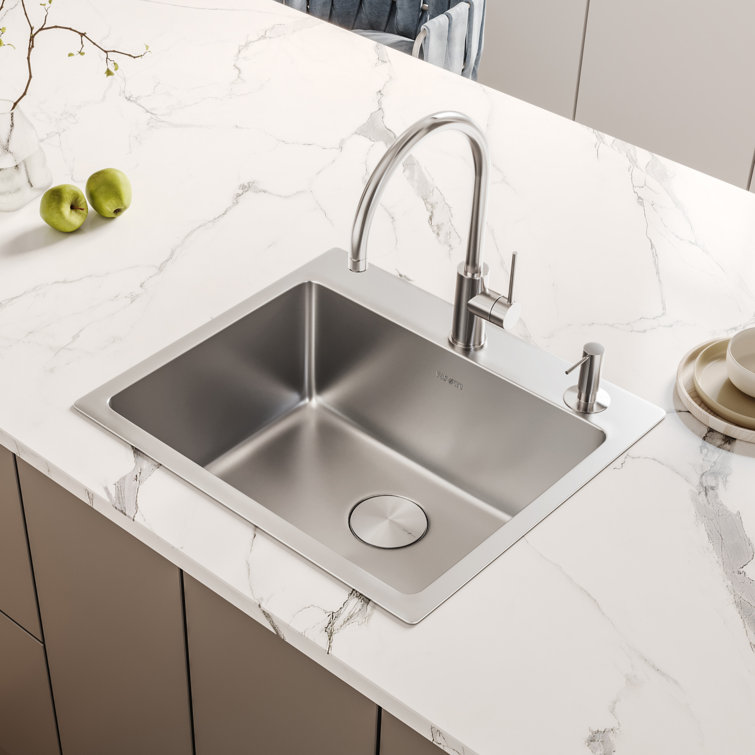 23 x 20 Inch Stainless Steel Drop-In Single Bowl Kitchen Sink
