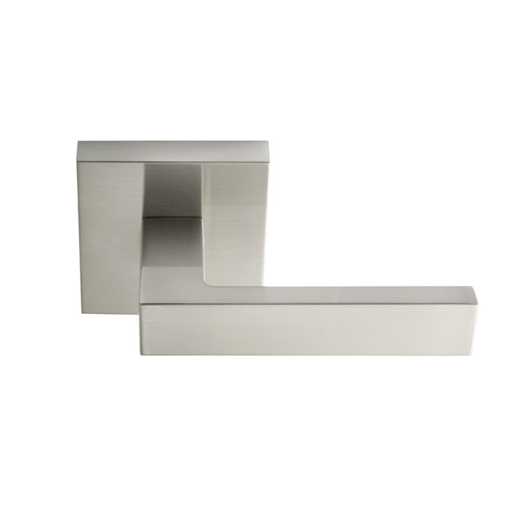 Satin Nickel Square Rosette Passage Door Lever Set