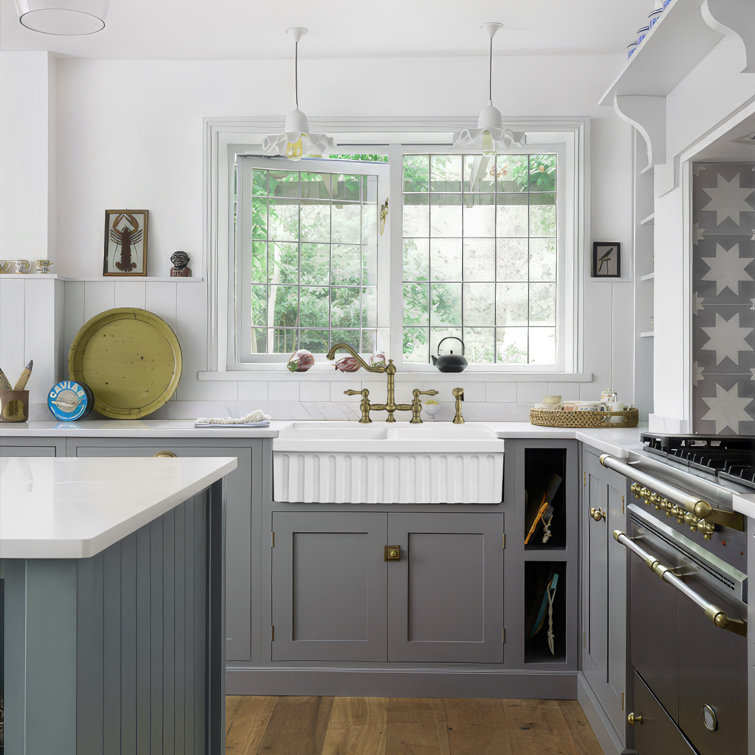 Matte White Double Bowl Fireclay Farmhouse Kitchen Sink
