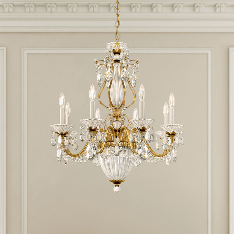 Elegant Antique Silver 11-Light Chandelier with Heritage Crystal