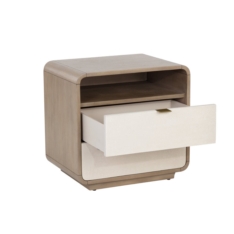 Kayden Transitional Brown and Cream 2-Drawer Nightstand