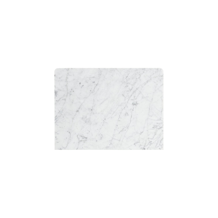 White Marble and Gray Acacia 2-Drawer Nightstand