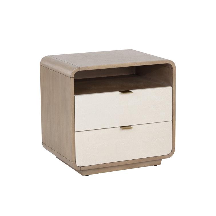 Kayden Transitional Brown and Cream 2-Drawer Nightstand