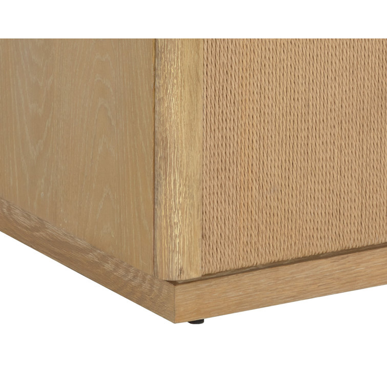 Rustic Oak Coastal 2-Drawer Nightstand with Brass Handles