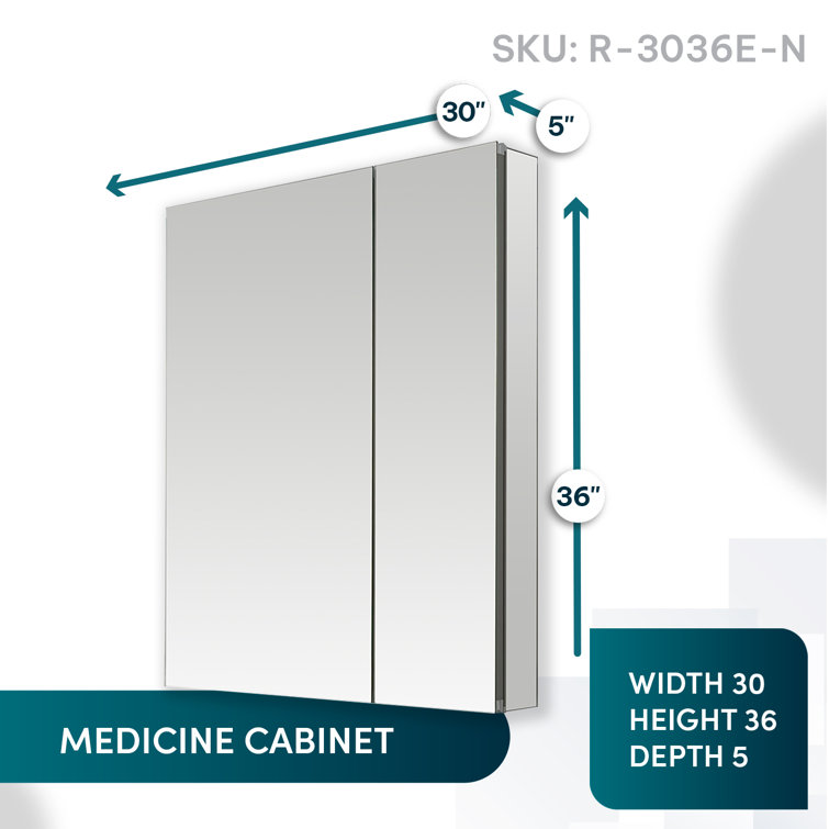 Royale 30'' Silver Aluminum Medicine Cabinet with LED Mirror