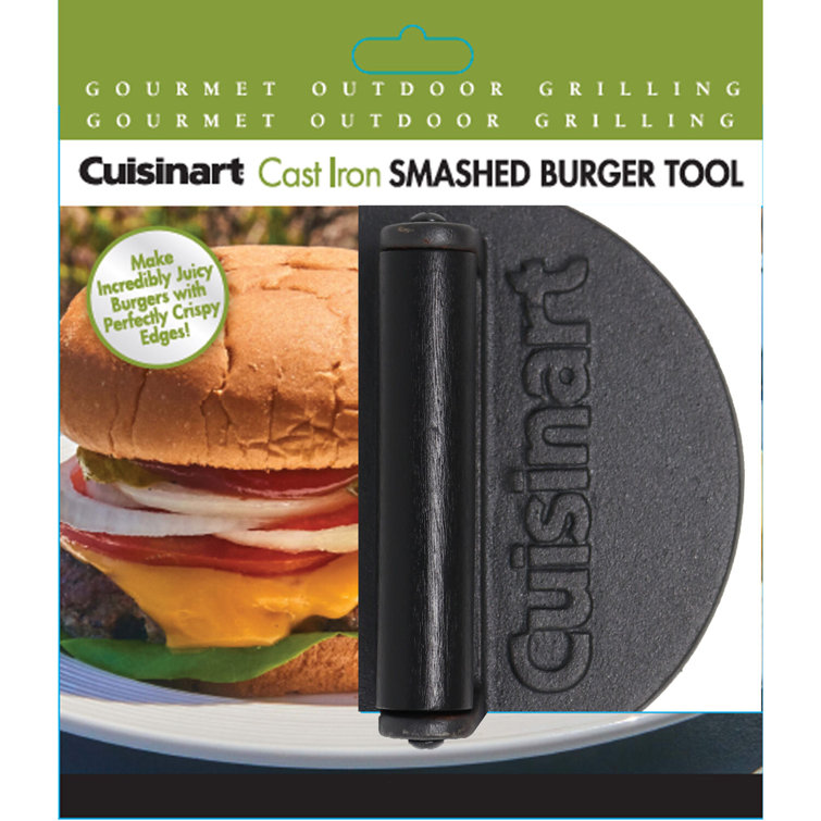 Heavy-Duty Black Cast Iron Non-Stick Burger Press