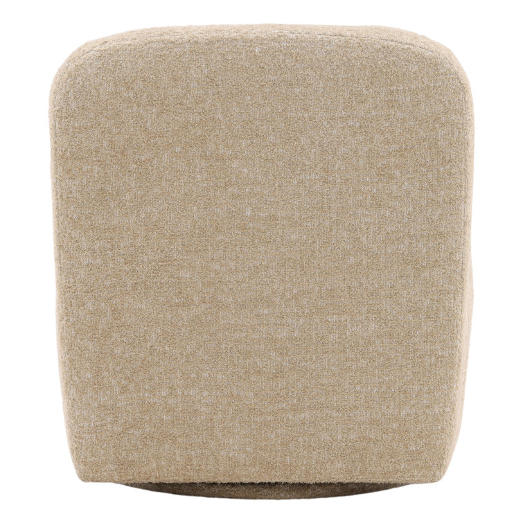 Beige Polyester Barrel Swivel Armchair with Wood Frame