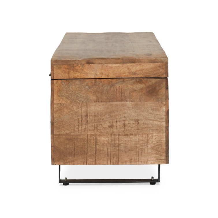 Mango Wood & Metal 46" Rectangular Storage Trunk - Brown