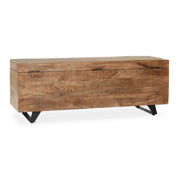 Mango Wood & Metal 46" Rectangular Storage Trunk - Brown