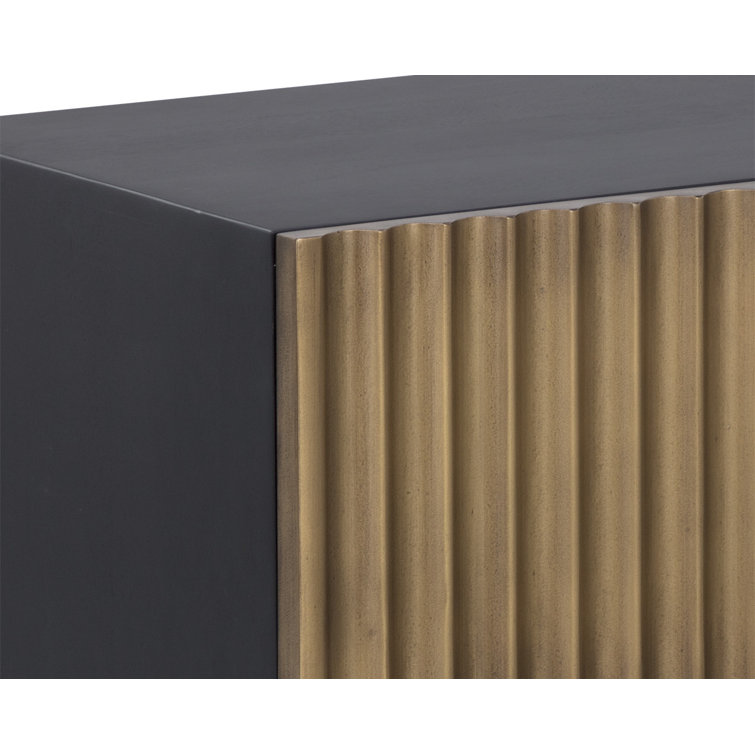 Black and Gold Mango Wood 2-Drawer Nightstand