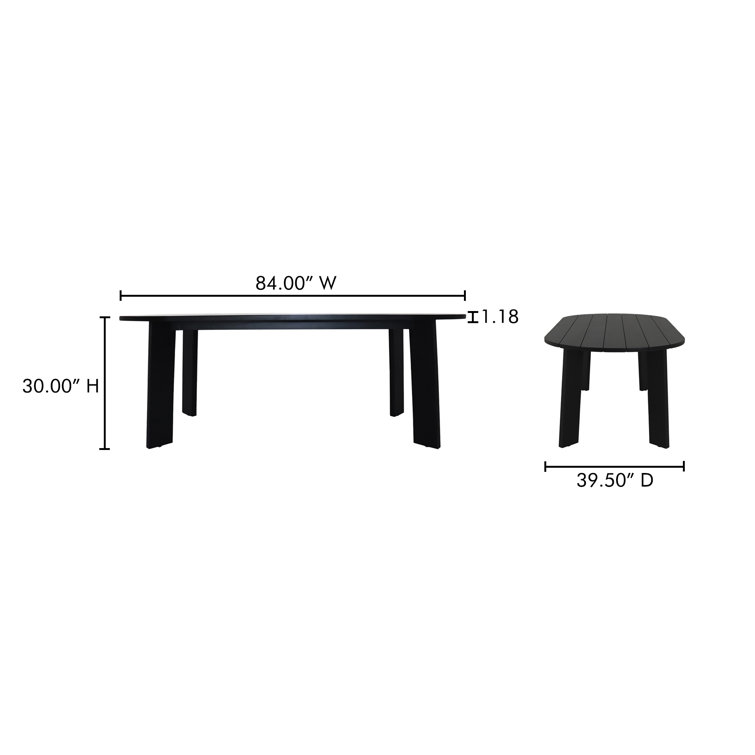 Pernelle 84'' Black Teak Oval Outdoor Dining Table