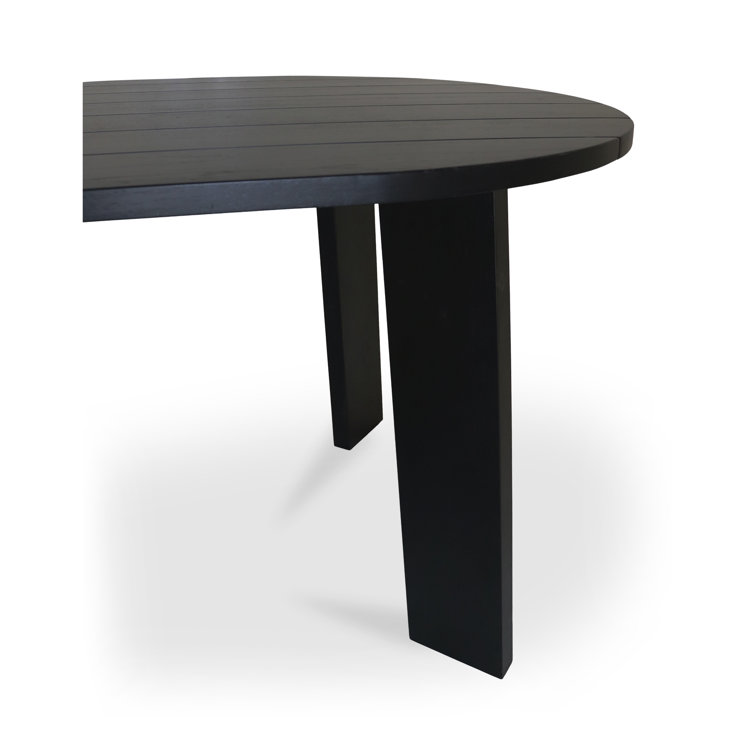 Pernelle 84'' Black Teak Oval Outdoor Dining Table