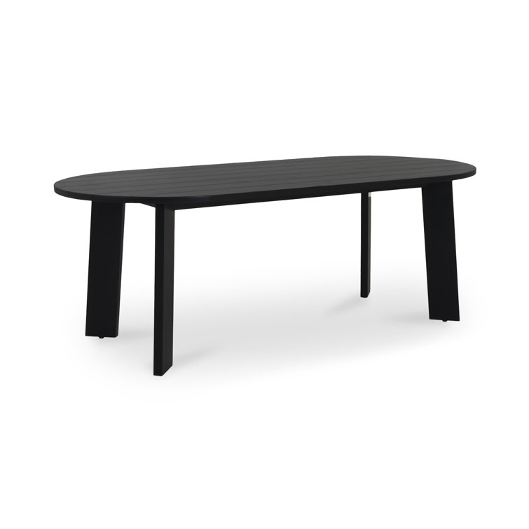 Pernelle 84'' Black Teak Oval Outdoor Dining Table
