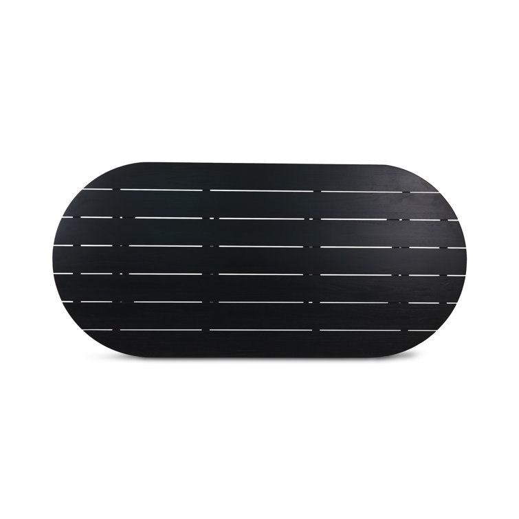 Pernelle 84'' Black Teak Oval Outdoor Dining Table