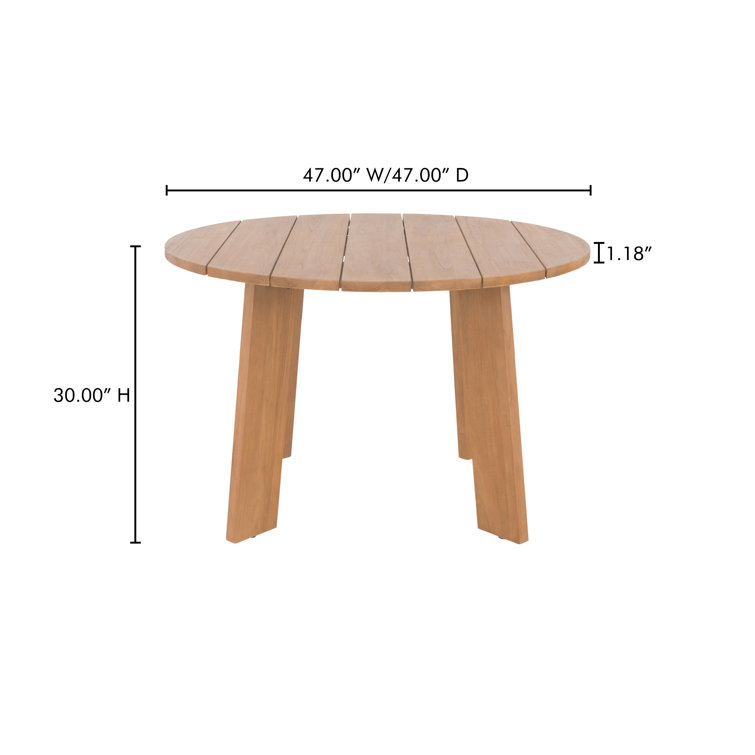 Pernelle 47" Round Teak Outdoor Dining Table