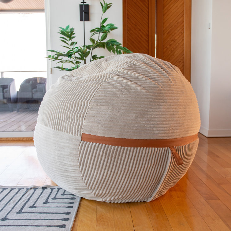 Large Vanilla Latte Corduroy Bean Bag Chair with Removable Cover