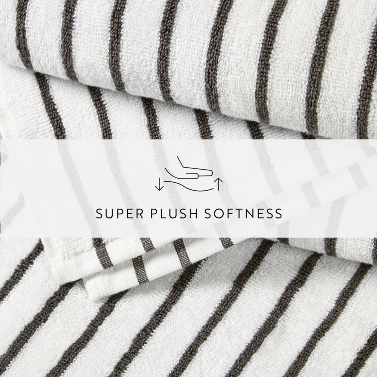 Gray and White Striped Cotton Cabana Beach Towels - Set of 2