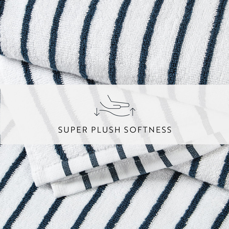 Navy and White Striped Cotton Cabana Beach Towels - 2 Pack