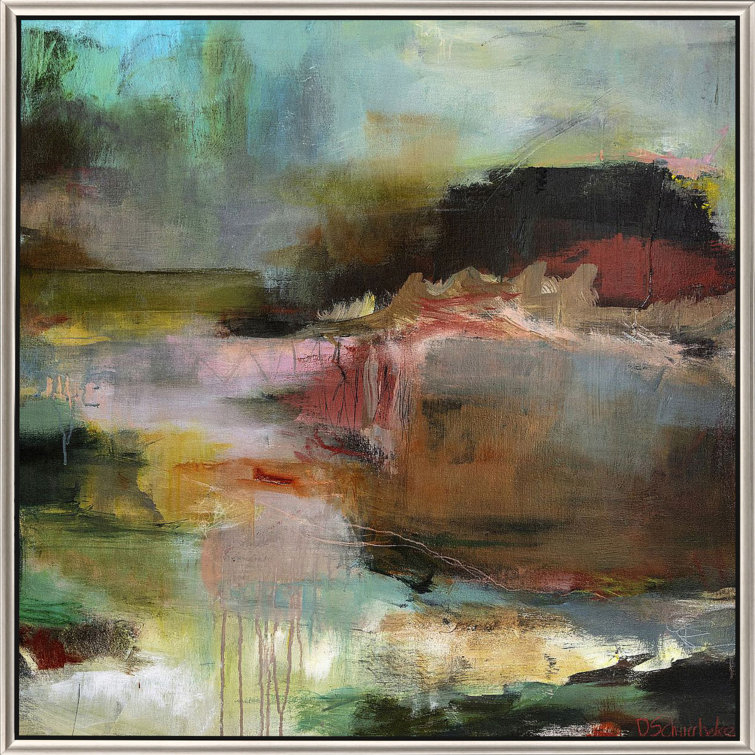 Sarah Lang Abstract Landscape Canvas in Warm Silver Frame