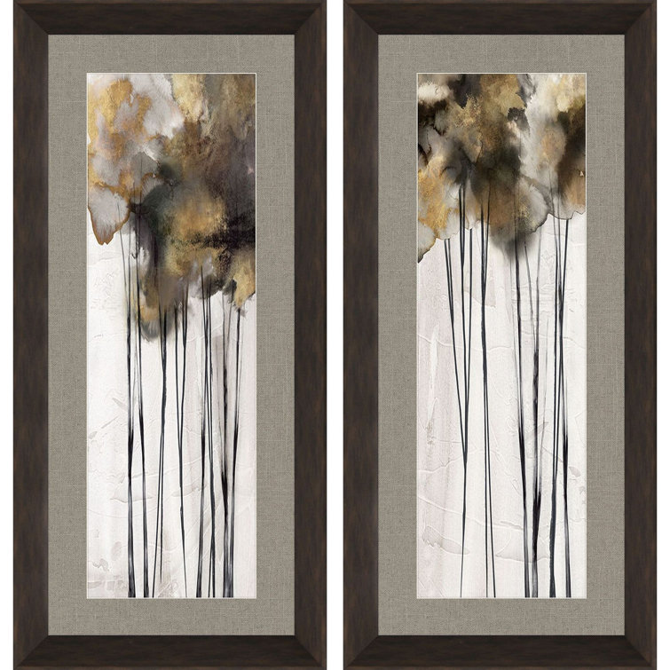 Inky Trees Set of 2 Dark Wood Framed Art