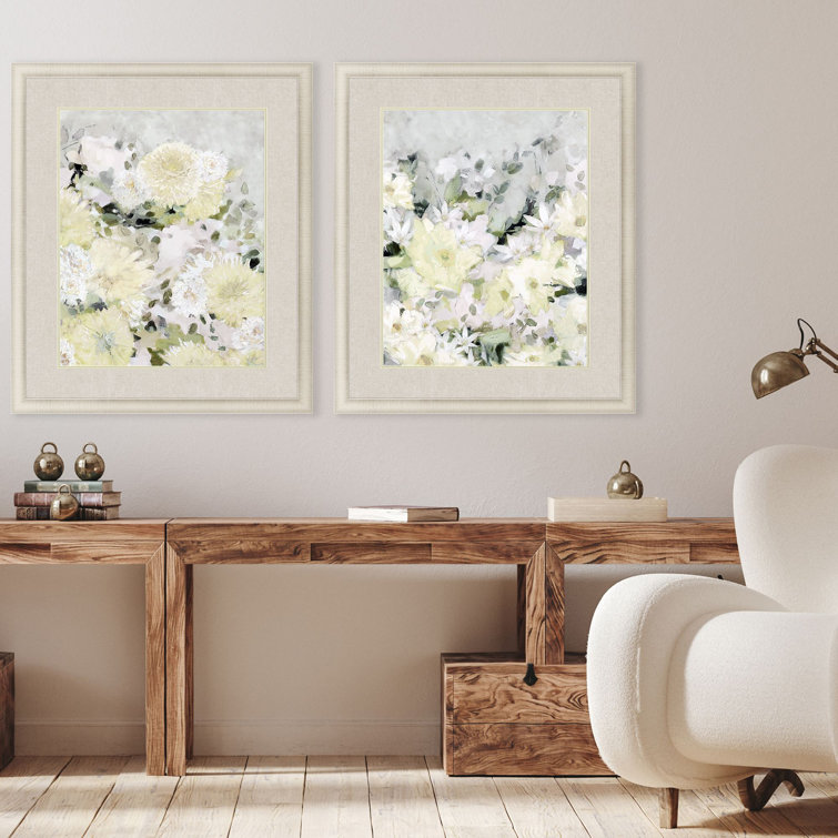 Champagne Gold Framed Floral Burst Print Wall Art