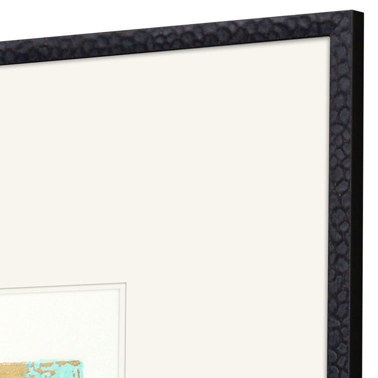 Espresso Wood Framed Art with Gold Leaf and Aqua Accents