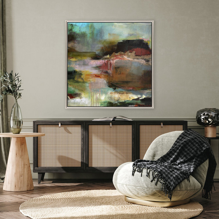 Sarah Lang Abstract Landscape Canvas in Warm Silver Frame