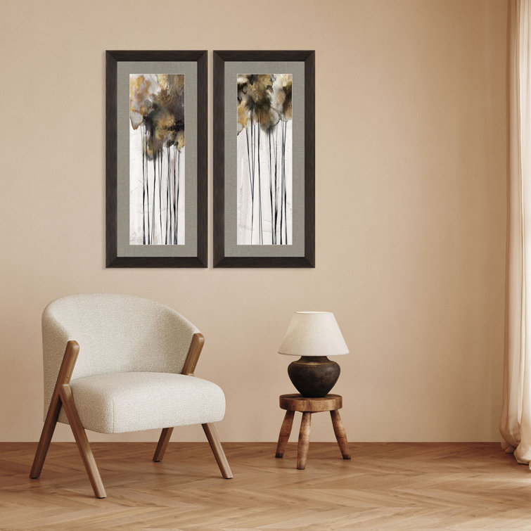 Inky Trees Set of 2 Dark Wood Framed Art