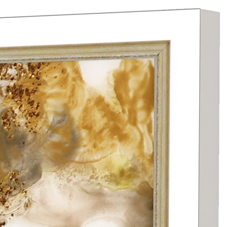Lacquered White and Gold Acrylic Shadow Box Wall Art Set