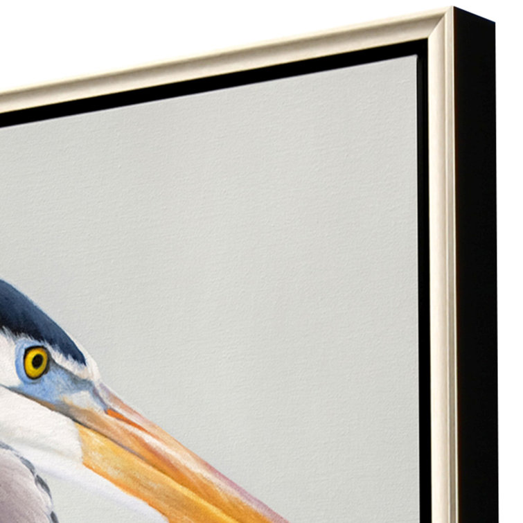 Harmony Blue Herons Canvas Print with Warm Silver Frame