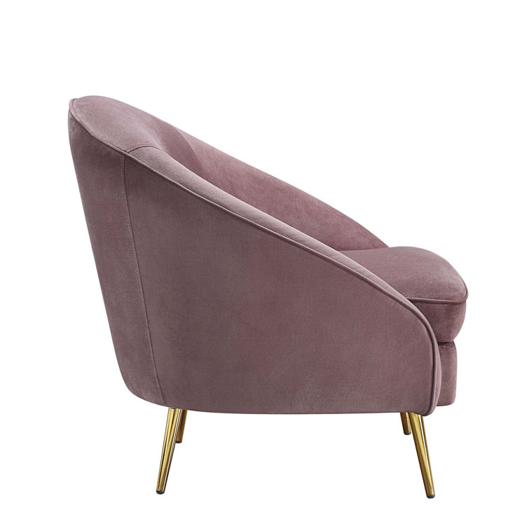 Elegant Pink Velvet Accent Chair with Gold Metal Legs