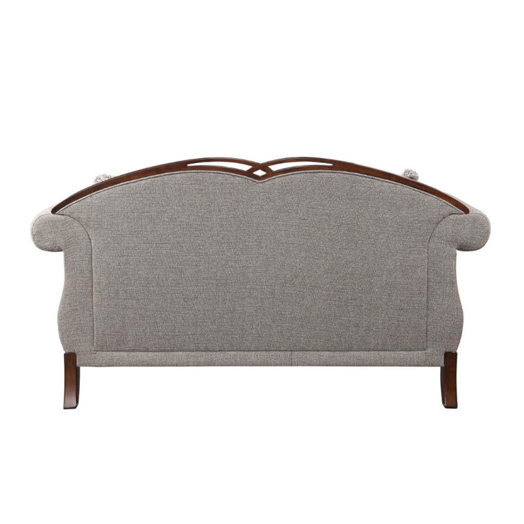 Elegant Gray Floral 73'' Tufted Fabric Loveseat with Nailhead Accents
