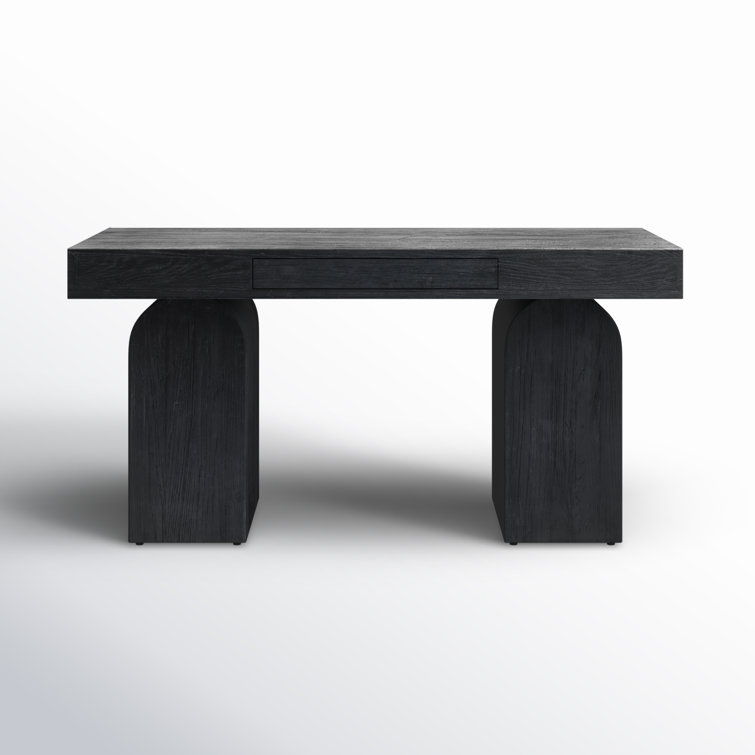 Arched Black Elm Home Office Desk with Sleek Storage Drawer