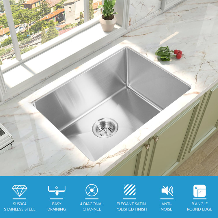 21.88" L x 17.19" W Stainless Steel Undermount Kitchen Sink