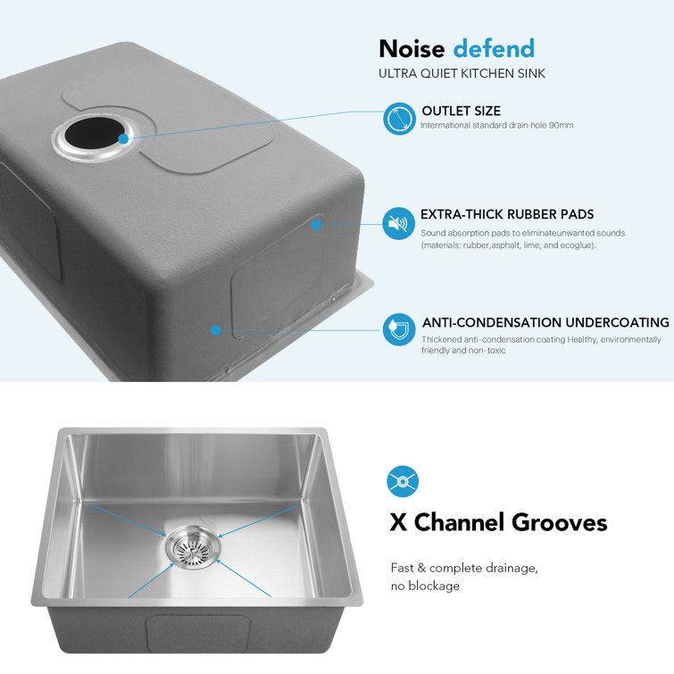 21.88" L x 17.19" W Stainless Steel Undermount Kitchen Sink