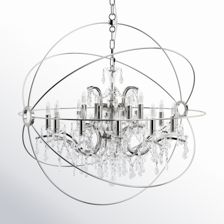 Geneva 18-Light Polished Nickel Crystal Globe Chandelier