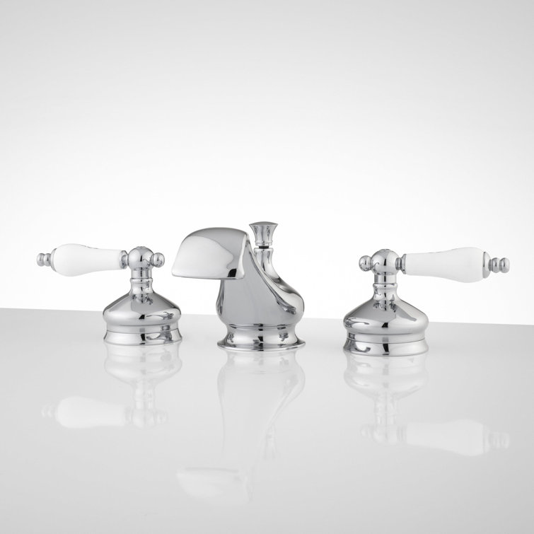 Chrome Widespread Bathroom Faucet with Porcelain Handles