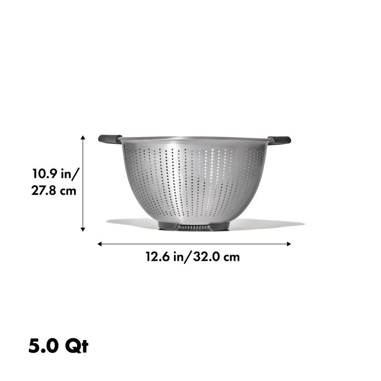 OXO 5 Quart Stainless Steel Colander with Soft-Grip Handles